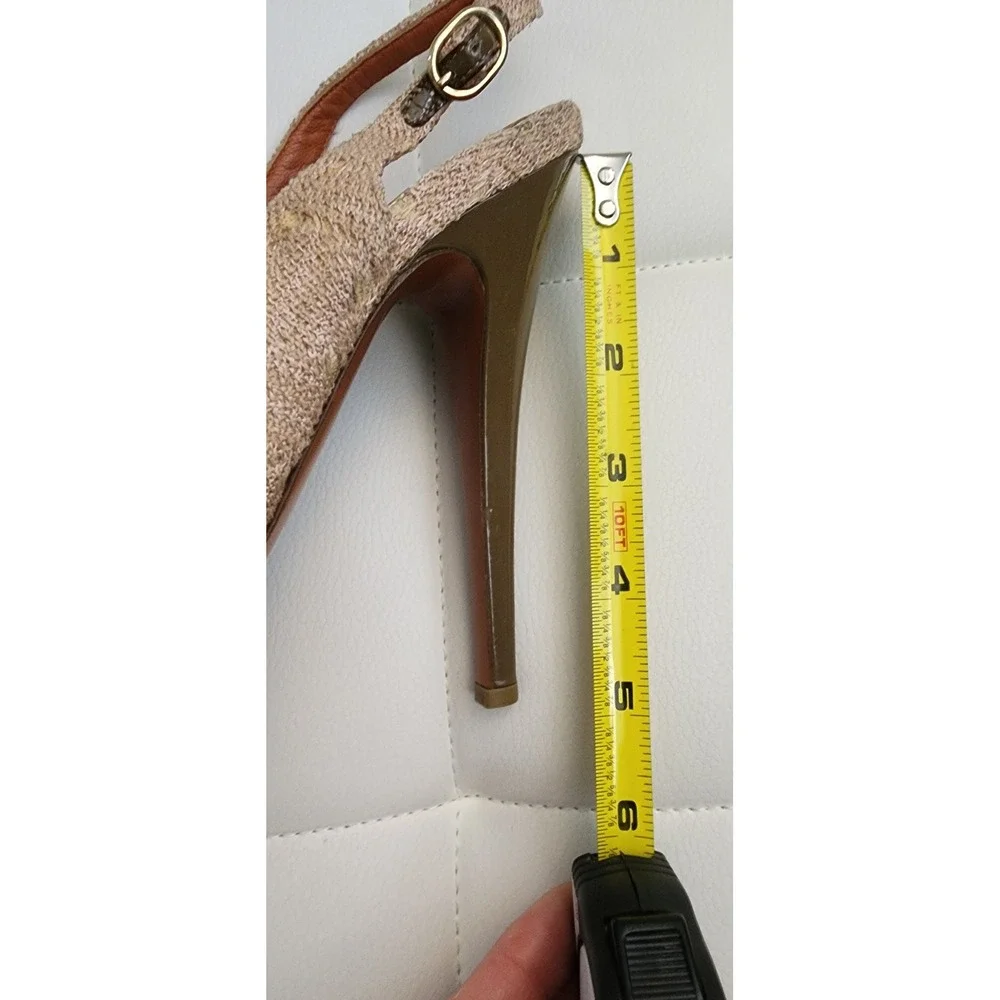 Missoni Knit Peep Toe Slingback Platform Pumps Beige Tan Stiletto Heels  36.5